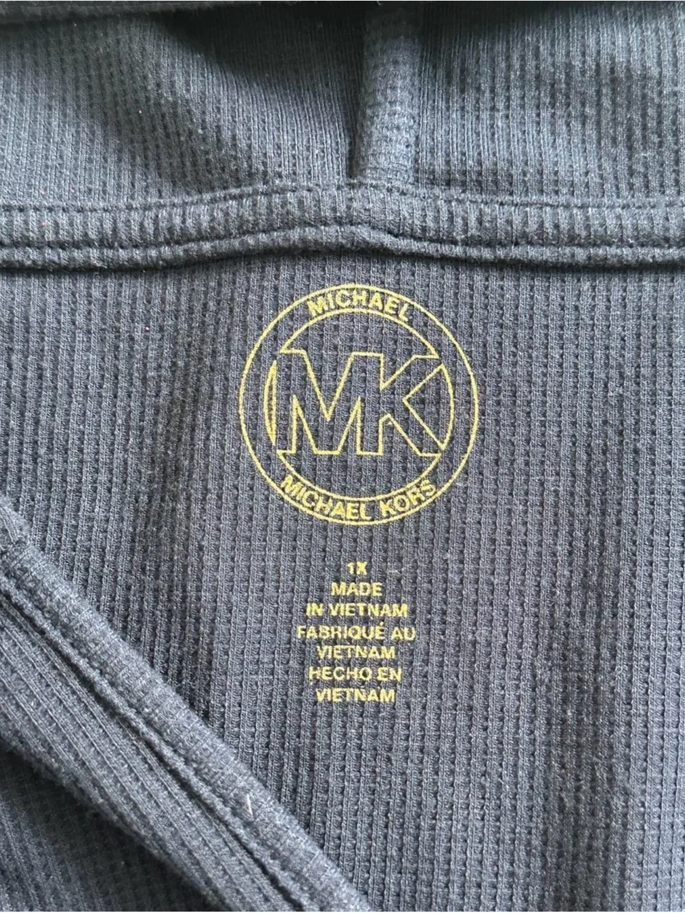 Michael Kors Navy Ribbed Hooded Logo Tape Mini Dress 1X XL